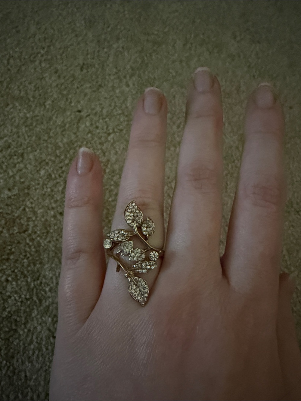 Francesca's Collections Gold Leaf Crystal Wrap Ring